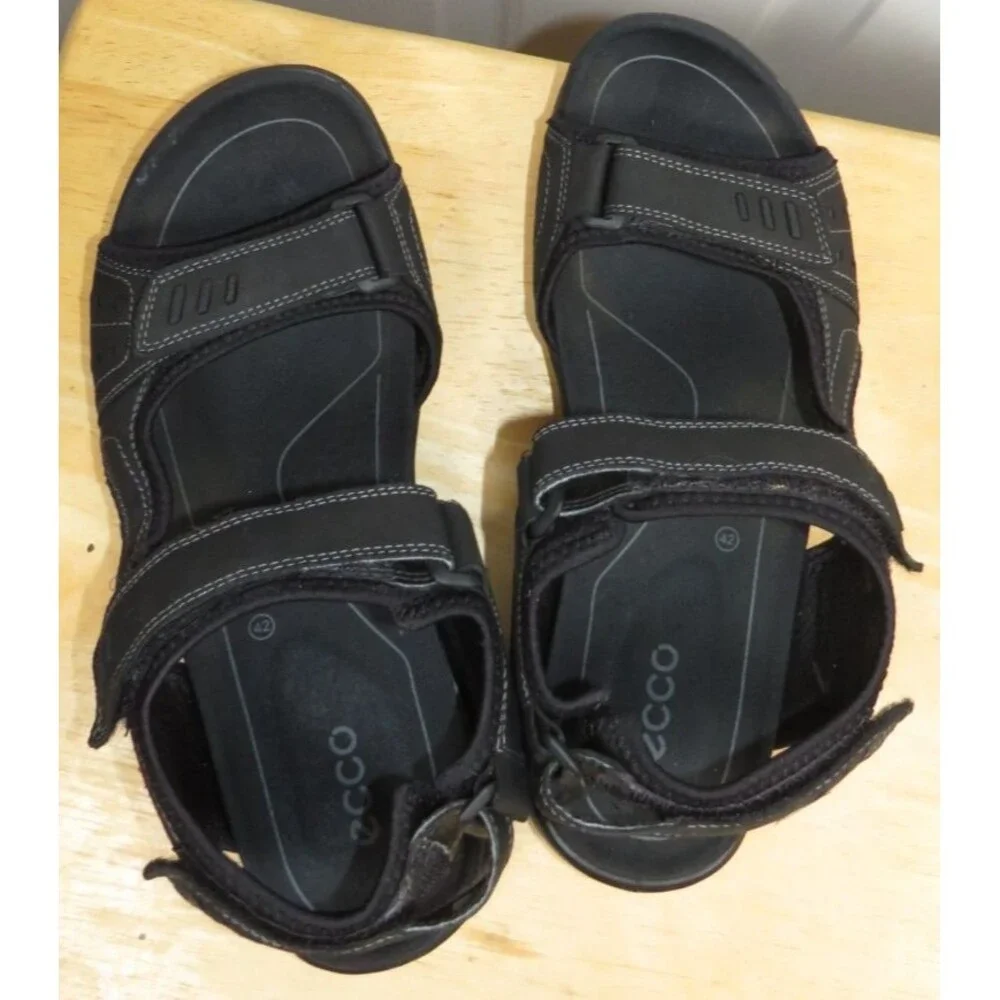 ECCO Men's Utah Multisport Sandals Size EU 42/ US 8-8.5 Black Leather Outdoor